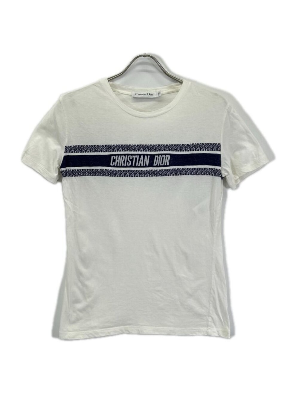 Dior White Cotton Signature Band Logo T-Shirt